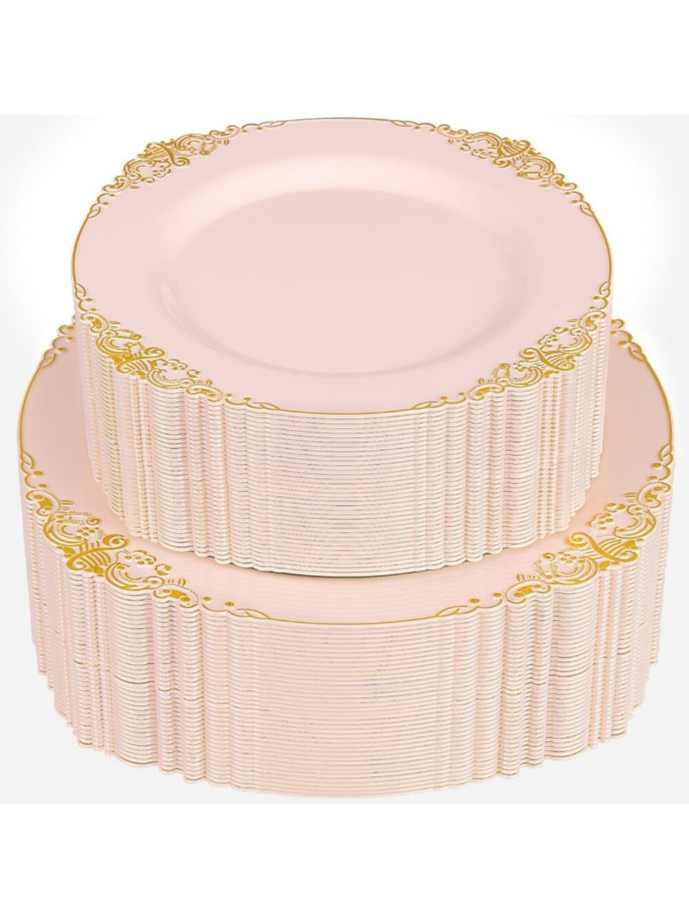 Elegant Pink & Gold Disposable Plates Set - 102PCS Heavyweight Dinner & Dessert
